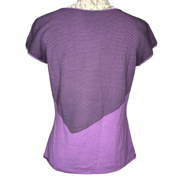 Armani purple short sleeve seamless top women’s size 10 striped pattern - Picture 2 of 3
